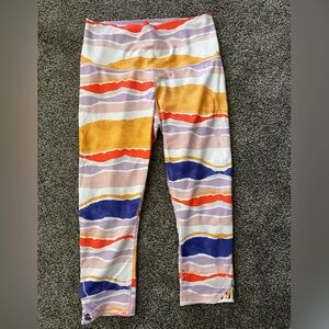 Multicolor Wave-Print Leggings - Pink, Blue & Gold
